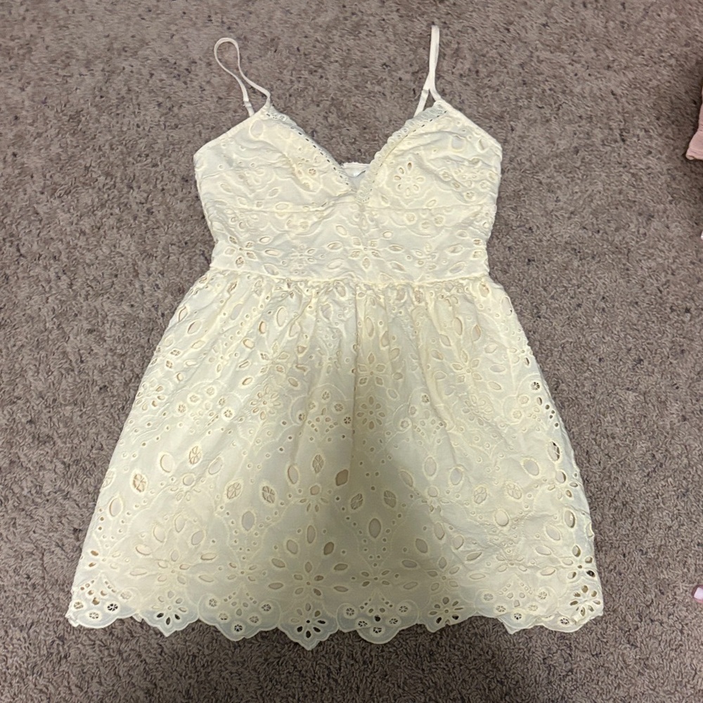 Altar'd State Cream Eyelet Mini Sundress